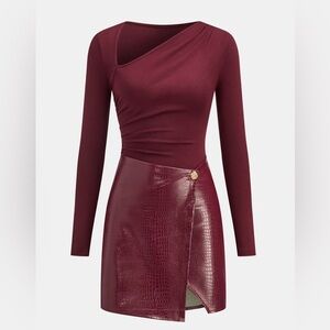 Burgundy Asymmetrical Dress